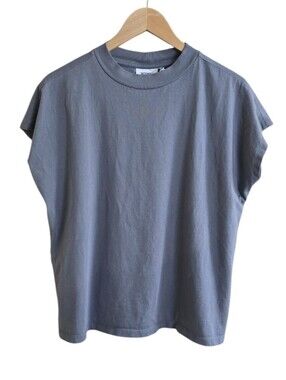Weekday Short Sleeve Boxy Tee in Slate Blue